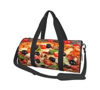 Travel Duffel Bag,Pizza with Tomatoes Leaves Print Foldable Sports Gym Bag for Gym Weekend Trips Weekend