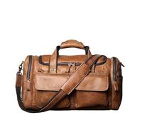 Travel Duffel Bag Retro Men's Large-capacity Portable Travel Bag Genuine Leather Shoulder Messenger Bag For Gym, One Color, Vintage Brown