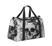 Travel Duffel Bag Sport Tote Gym Bags Weekender Overnight Bag for Men Women Carry On Luggage, Skull Flowers Day of The Dead
