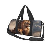 Travel Duffel Bag Sports Gym Bag With Shoes Compartment,Lightweight Overnight Weekender Bag Two Lions Yoga Gym Sports Bag For Men Women