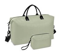 Travel Duffel Bag & Toiletry Pouches Set of 2, Modern Womens Duffel Carry on Bags Plain Celadon Green Solid Color Luggage Gym Bag