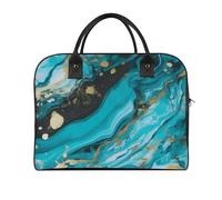 Travel Duffel Bag Turquoise Blue Gold Marble Print Yoga Tote Bag Gym Bag Weekender Overnight Bag for Travel, Beach, Fitness, Yoga, Swimming, style, One Size
