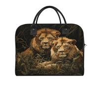 Travel Duffel Bag Two Lions Print Yoga Tote Bag Gym Bag Weekender Overnight Bag for Travel, Beach, Fitness, Yoga, Swimming, style, One Size
