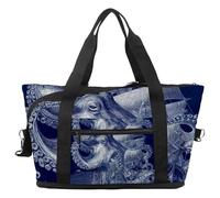 Travel Duffel Bag Vintage Octopus Ship, Expandable Weekend Overnight Bag, Waterproof Sport Gym Tote Hospital Bags