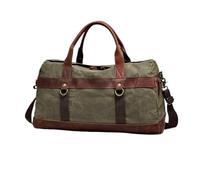 Travel Duffel Bag Vintage Waxed Canvas Men Luggage Bag Genuine Leather Men Travel Bags Large Duffel Bags Weekend Bag of Trip Overnight Carry on Travel Sports Duffel Bags(Green)
