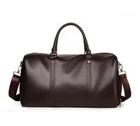 Travel Duffel Bag Waterproof Leather Retro Overnight Weekend Bag with Shoe Pouch,Large Carry On Gym Holdall Bag for Men | Brwon