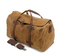 Travel Duffel Bag Waxed Canvas Travel Bags Men Travel Handbag Large Capacity Vintage Style Women Outdoor Trip Camping Travel Duffel Bag for Travel Holdall (Color : Khaki)