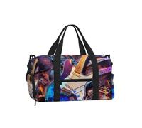 Travel Duffel Bag Weekend Overnight Hand Luggage Bag with Shoe Compartment | Magic Electric Guitar Music Printed Gym Bag Foldable Carry-On Travel Bag For Women Men Fitness Yoga