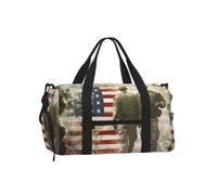 Travel Duffel Bag Weekend Overnight Hand Luggage Bag with Shoe Compartment | Us Military Soldiers Patriotic Memorial Day Printed Gym Bag Foldable Carry-On Travel Bag For Women Men Fitness Yoga