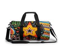 Travel Duffel Bag Weekender Bags for Men Women Large Capacity Overnight Bags Pattern And Stars Travel Sports Gym Bag Canvas Carry On Tote Bags for Travel Yoga, white, 17.7in/9in/9in, white,