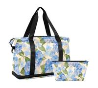 Travel duffel bag Weekender Overnight Workout with Adjutable trap for Buine Trip 2 Pc et, Watercolor Hydrangea