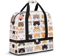 Travel Duffel Bag with Shoes Compartment & Trolley Sleeve Cute Critter Portraits Sports Gym Bag Foldable Weekend Bags for Women Men