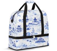 Travel Duffel Bag with Shoes Compartment & Trolley Sleeve Graffiti Architecture Sports Gym Bag Foldable Weekend Bags for Women Men