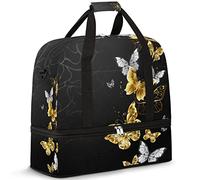 Travel Duffel Bag with Wet Pocket & Shoes Compartment Butterflies Foldable Sports Tote Gym Bag Lightweight Weekender Overnight Bag Luggage Carry On Bag for Women Men