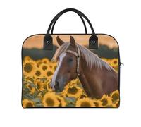 Travel Duffel Bag Yellow Sunflower Horse Print Yoga Tote Bag Gym Bag Weekender Overnight Bag for Travel, Beach, Fitness, Yoga, Swimming, style, One Size