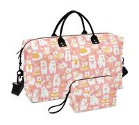 Travel Duffel Bags Carry On Weekend Bag Sports Gym Tote Bag with Adjustable Strap for Gym Large Capacity, MR &MRS bear pink gold