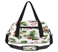 Travel Duffel Bags, Christmas Holly Leaf Large Capacity Gym Bag, Overnight Bag for Women Man Travel Essentials