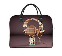 Travel Duffel Bags Colorful Gold Microphone And Headset Tote Bag With Zipper Classic Shoulder Handbag Crossbody Purse Carry on Bag Fashion Tote Top Handle Satchel