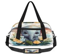 Travel Duffel Bags, Cute Elephant Flower Large Capacity Gym Bag, Overnight Bag for Women Man Travel Essentials