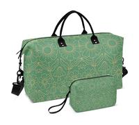 Travel Duffel Bags Ethnic Bohemia Green Weekender/Overnight Duffel Gym Carry on Duffel Bags with Toiletry Bag for Business Trips Waterproof, ethnic Bohemia77, Set Of 2, Art Deco