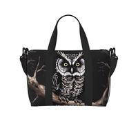 Travel Duffel Bags Personal Item Bag Carry on Luggage Bag Training Handbag Lightweight Waterproof Sports Gym Bag Late Night Owl Weekender Bag for Women Men, Black, One Size