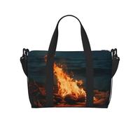 Travel Duffel Bags Personal Item Bag Carry on Luggage Bag Training Handbag Lightweight Waterproof Sports Gym Bag Fire by the Sea Weekender Bag for Women Men, Black, One Size