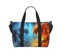 Travel Duffel Bags Personal Item Bag Carry on Luggage Bag Training Handbag Lightweight Waterproof Sports Gym Bag Fire VS Ice Art Weekender Bag for Women Men, Black, One Size