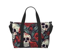 Travel Duffel Bags Personal Item Bag Carry on Luggage Bag Training Handbag Lightweight Waterproof Sports Gym Bag Sugar skulls and red roses Weekender Bag for Women Men, Black, One Size