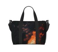 Travel Duffel Bags Personal Item Bag Carry on Luggage Bag Training Handbag Lightweight Waterproof Sports Gym Bag Fire in the Night Weekender Bag for Women Men, Black, One Size