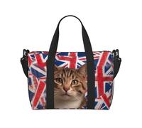 Travel Duffel Bags Personal Item Bag Carry On Luggage Bag Training Handbag Lightweight Waterproof Sports Gym Bag Cat British Flag Bunting Weekender Bag for Women Men