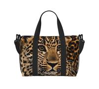 Travel Duffel Bags Personal Item Bag Carry on Luggage Bag Training Handbag Lightweight Waterproof Sports Gym Bag Cute Leopard Weekender Bag for Women Men, Black, One Size