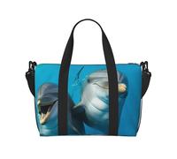 Travel Duffel Bags Personal Item Bag Carry on Luggage Bag Training Handbag Lightweight Waterproof Sports Gym Bag Smiling Face Dolphins Weekender Bag for Women Men, Black, One Size