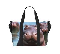 Travel Duffel Bags Personal Item Bag Carry on Luggage Bag Training Handbag Lightweight Waterproof Sports Gym Bag Cute Hippos Weekender Bag for Women Men, Black, One Size