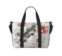 Travel Duffel Bags Personal Item Bag Carry on Luggage Bag Training Handbag Lightweight Waterproof Sports Gym Bag Fish Japanese Carp Weekender Bag for Women Men, Black, One Size