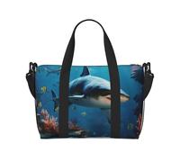 Travel Duffel Bags Personal Item Bag Carry on Luggage Bag Training Handbag Lightweight Waterproof Sports Gym Bag Fish Sharks Coral Weekender Bag for Women Men, Black, One Size