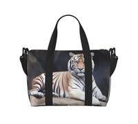 Travel Duffel Bags Personal Item Bag Carry On Luggage Bag Training Handbag Lightweight Waterproof Sports Gym Bag Tiger Sitting On Rock Animal Weekender Bag for Women Men