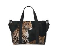 Travel Duffel Bags Personal Item Bag Carry on Luggage Bag Training Handbag Lightweight Waterproof Sports Gym Bag African Leopard on Rock Weekender Bag for Women Men, Black, One Size