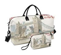 Travel Duffel Bags Shoulder Weekender Overnight Bag with Toiletry Bag for Sports Multifunctional Welcome To The Uk Scenery Culture