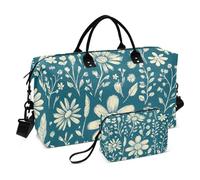 Travel Duffel Bags Spring Cute Floral Colorful Rustic Carry On Personal Item Bag Gym Sports Carry with Adjustable Strap for Airplane Traveling 2 Pcs Set, spring cute floral colorful rustic382, Set Of