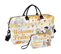 Travel Duffel Bags Weekender/Overnight Duffel with Toiletry Bag for Trip Waterproof Welcome To France Scenery Culture