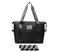 Travel Duffels Bag with Wheels, Detachable Luggage Bag, Weekend Bag, Rolling Duffle Bag, Waterproof Wheeled Travel Duffel Luggage with Rollers, Carry on Luggage, Travel Tote Duffel Bag, Black