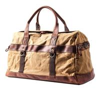 Travel duffels Vintage Waxed Canvas Men Luggage Bag Genuine Leather Men Travel Bags Large Duffel Bags Weekend Bag of Trip Overnight Carry on(Khaki)