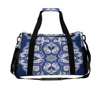 Travel Duffle Bag Extra Large Lightweight Weekender Bags for Women & Men Carry on Overnight Bag Paisley Blues Gym Bag for Travel Business Trips Sport Hospital