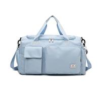 Travel Duffle Bag, Foldable Duffle Bag for Gym & Travel Waterproof Sports Holdall with Shoe Compartment, Lightweight Overnight Bag for Men & Women (Light Blue)