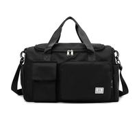 Travel Duffle Bag, Foldable Duffle Bag for Gym & Travel Waterproof Sports Holdall with Shoe Compartment, Lightweight Overnight Bag for Men & Women (Black)