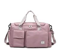 Travel Duffle Bag, Foldable Duffle Bag for Gym & Travel Waterproof Sports Holdall with Shoe Compartment, Lightweight Overnight Bag for Men & Women (Pink-Purple)