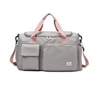 Travel Duffle Bag, Foldable Duffle Bag for Gym & Travel Waterproof Sports Holdall with Shoe Compartment, Lightweight Overnight Bag for Men & Women (Grey)