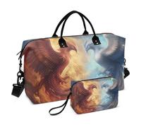 Travel Duffle Bag Gym Bag, Fire Phoenix in The Sky Weekender Bags for Women with Toiletry Bag Travel Tote Bag Swim Bag