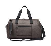 Travel Duffle Bag, Men Women Sports Gym Bag Nylon Luggage Handbag Overnight Weekender Overnight Travel Duffels with Waterproof Shoe Compartment Overnight Bag for Men Women(Coffee Color)
