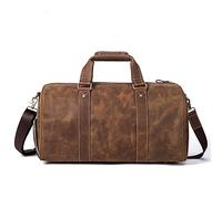 Travel Duffle Bag, Mens Travel Holdall Duffle Bag Crazy Horse Leather Weekender Overnight Bag Luggage Shoulder Crossbody Handbag Gym Sports Bag Overnight Bag for Men Women(Coffee Color)